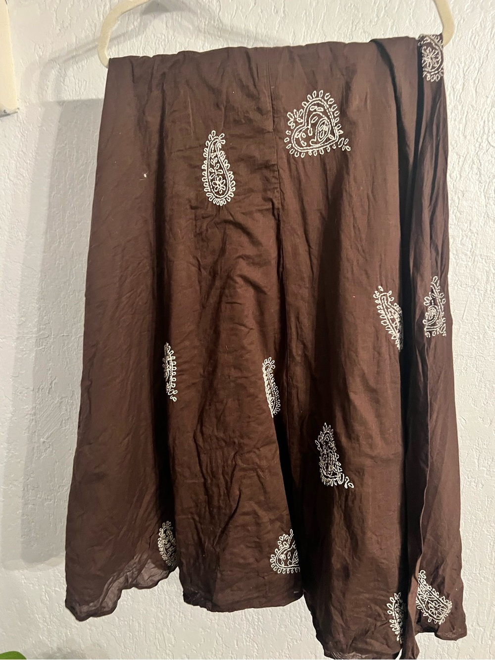 Brown Maxi Paisley Embroidered Women’s Skirt